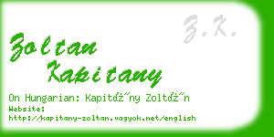 zoltan kapitany business card